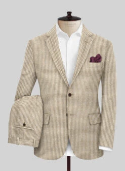 Highlander Heavy Beige Houndstooth Tweed Suit