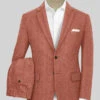 Naples Wide Herringbone Caramine Pink Tweed Suit