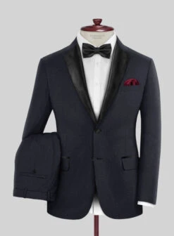 Blue Merino Wool Tuxedo Suit