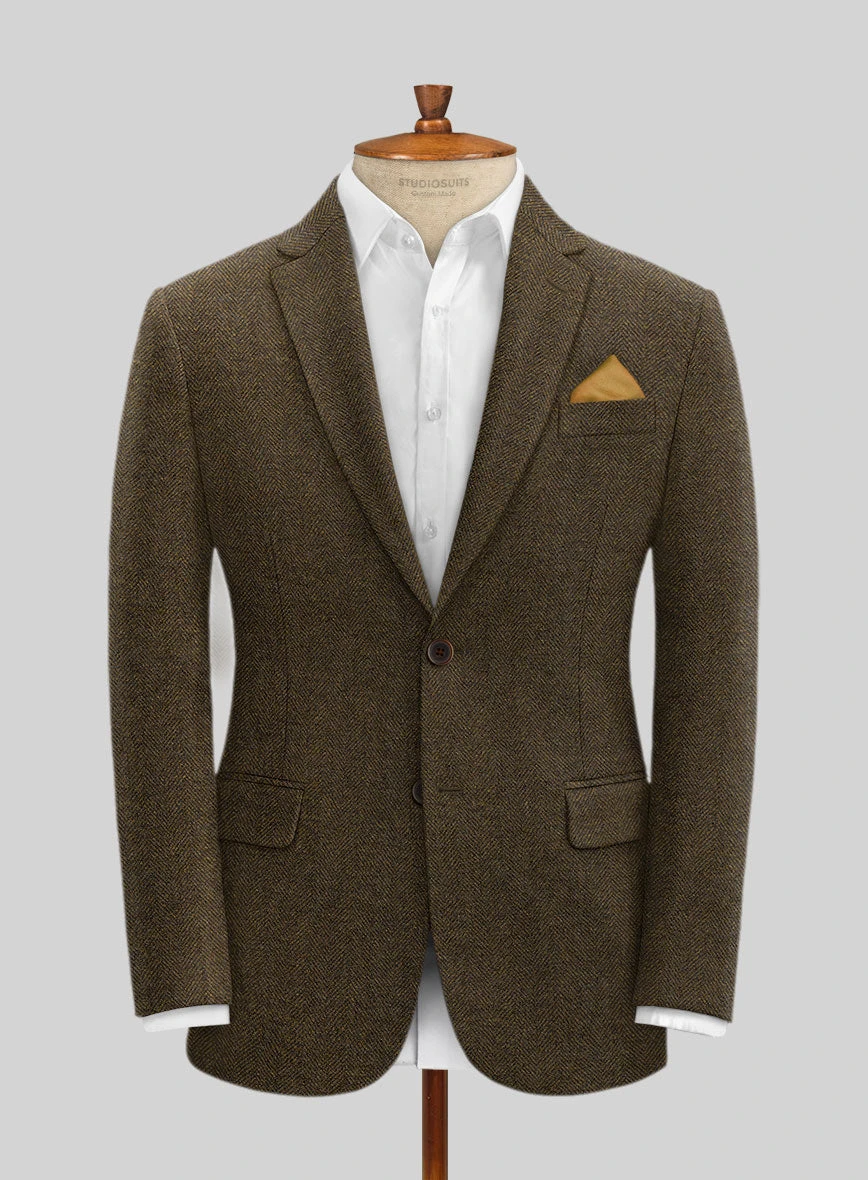 Bottle Brown Herringbone Tweed Suit - Image 3
