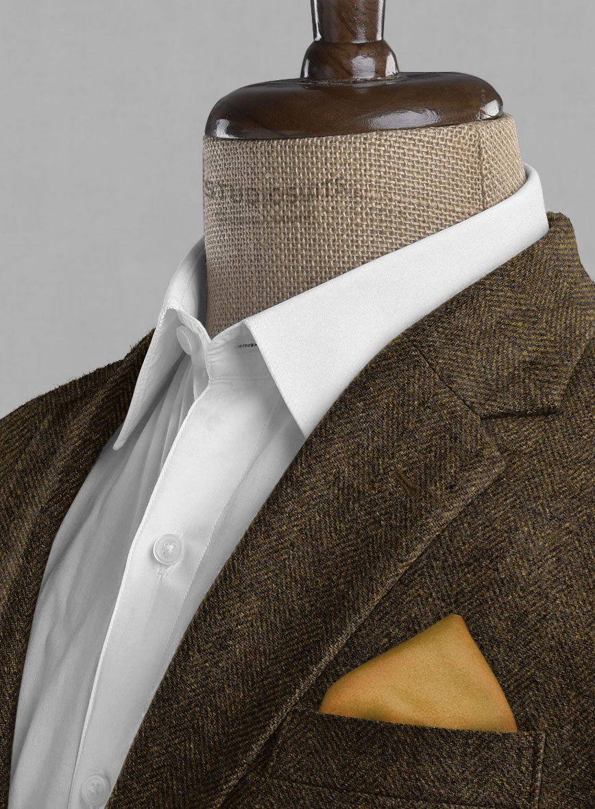 Bottle Brown Herringbone Tweed Suit - Image 4