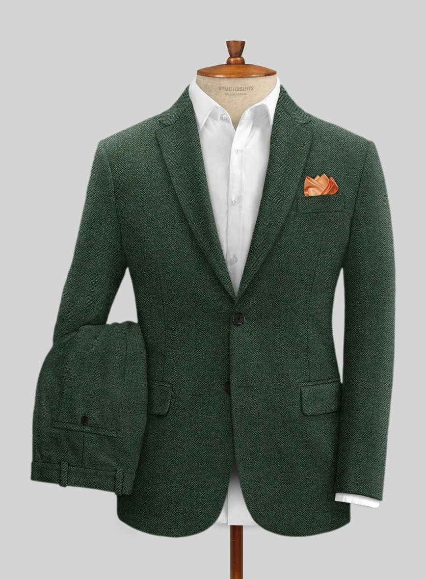 Bottle Green Herringbone Tweed Suit - Image 2