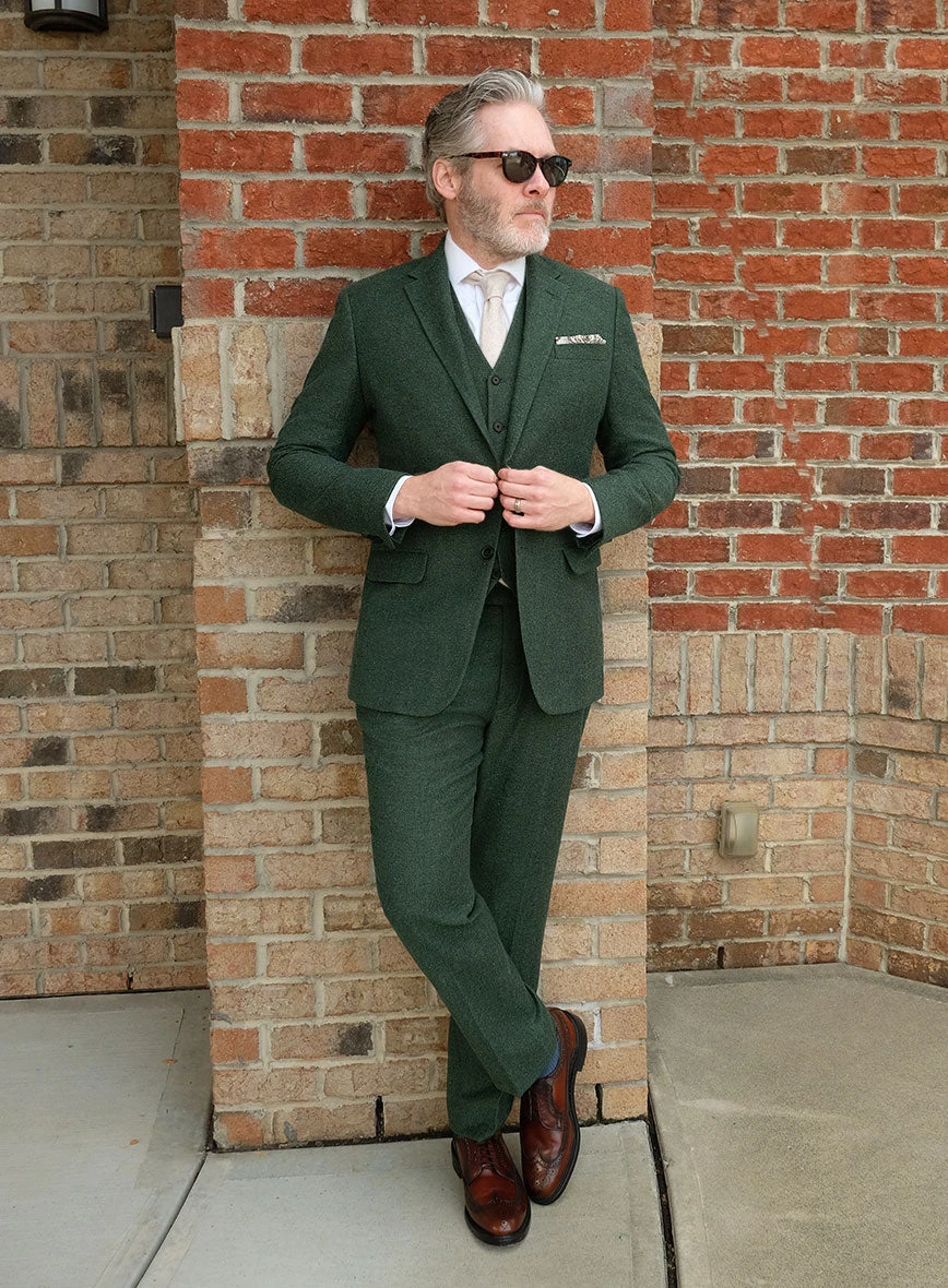 Bottle Green Herringbone Tweed Suit - Image 3