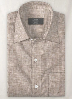 European Brown Linen Shirt