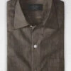 European Dark Brown Linen Shirt