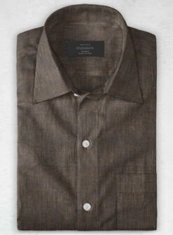 European Dark Brown Linen Shirt