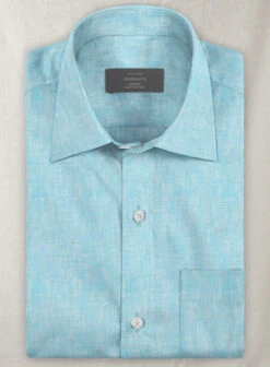 European Sky Blue Linen Shirt