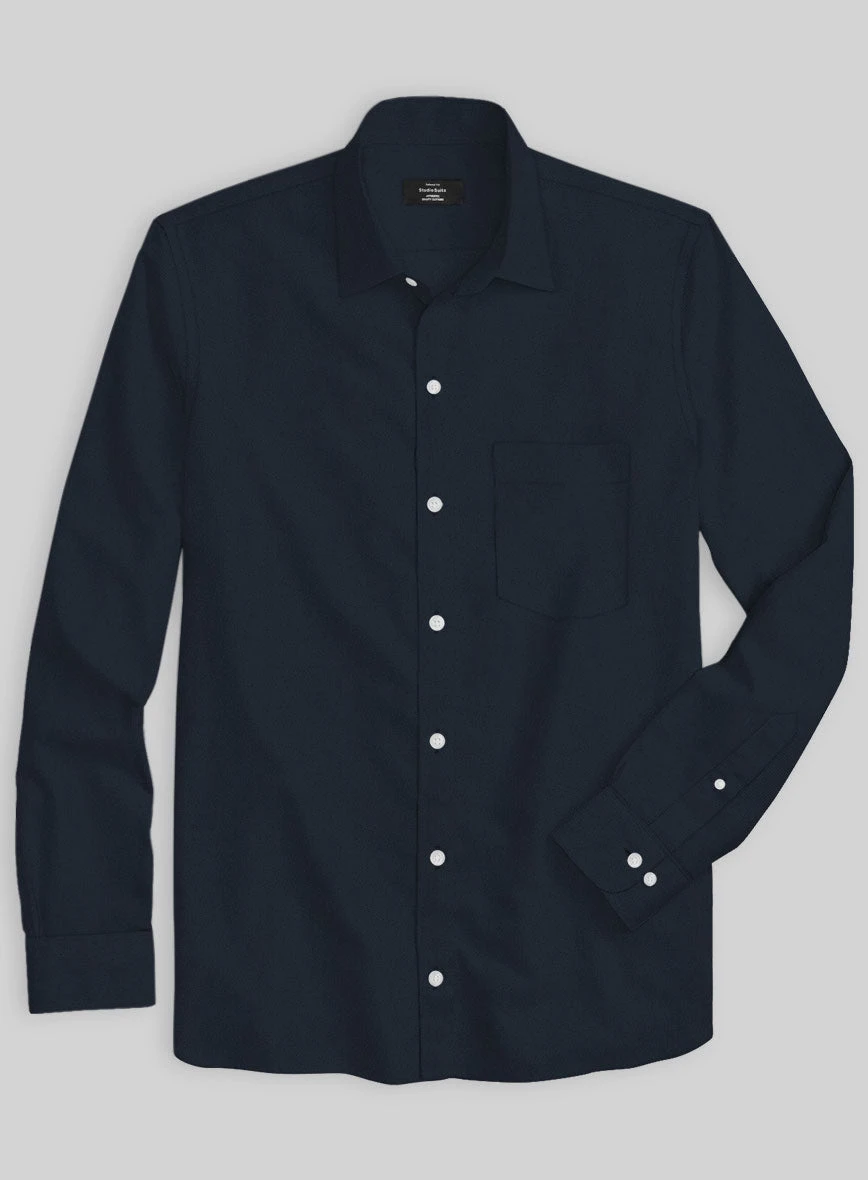Giza Navy Blue Cotton Shirt - Image 2