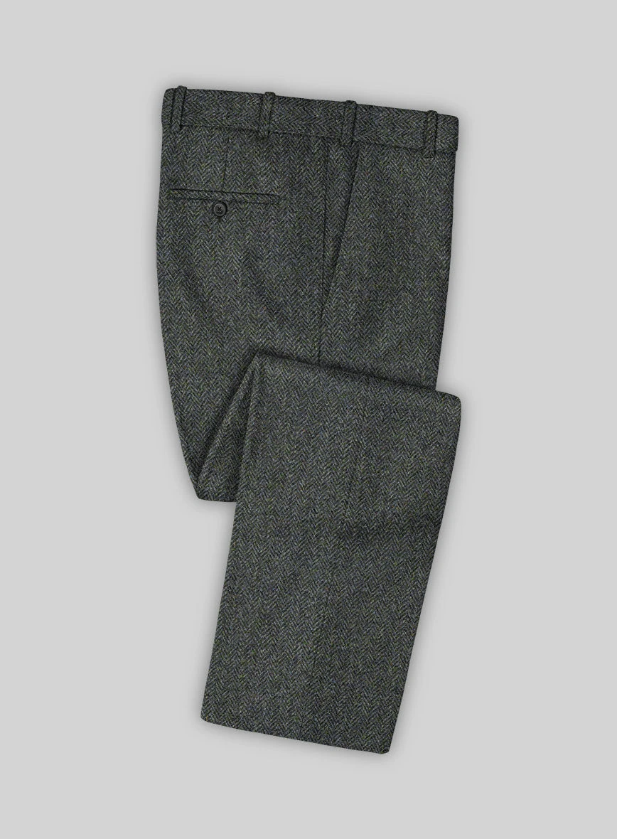 Harris Tweed Ridge Blue Herringbone Pants