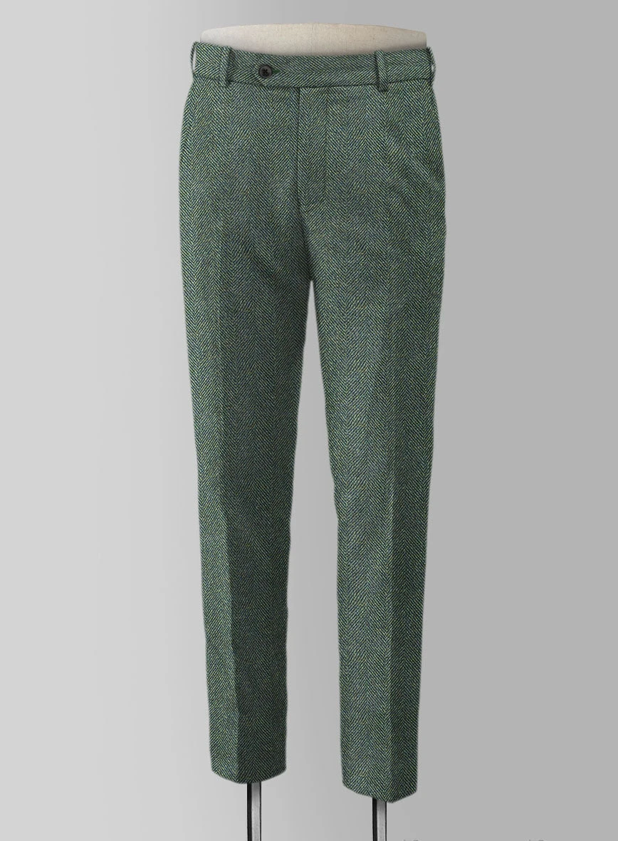 Harris Tweed Wide Herringbone Green Pants - Image 2
