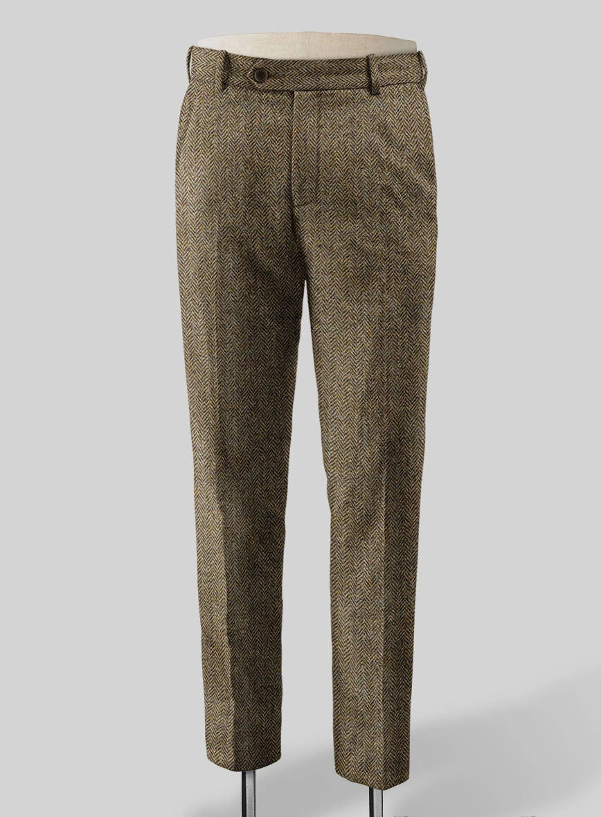 Harris Tweed Hebridean Brown Herringbone Pants - Image 2