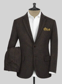 Highlander Heavy Dark Brown Herringbone Tweed Suit