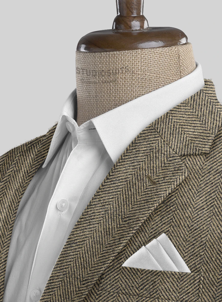 Italian Highlander Stone Beige Herringbone Tweed Suit - Image 5