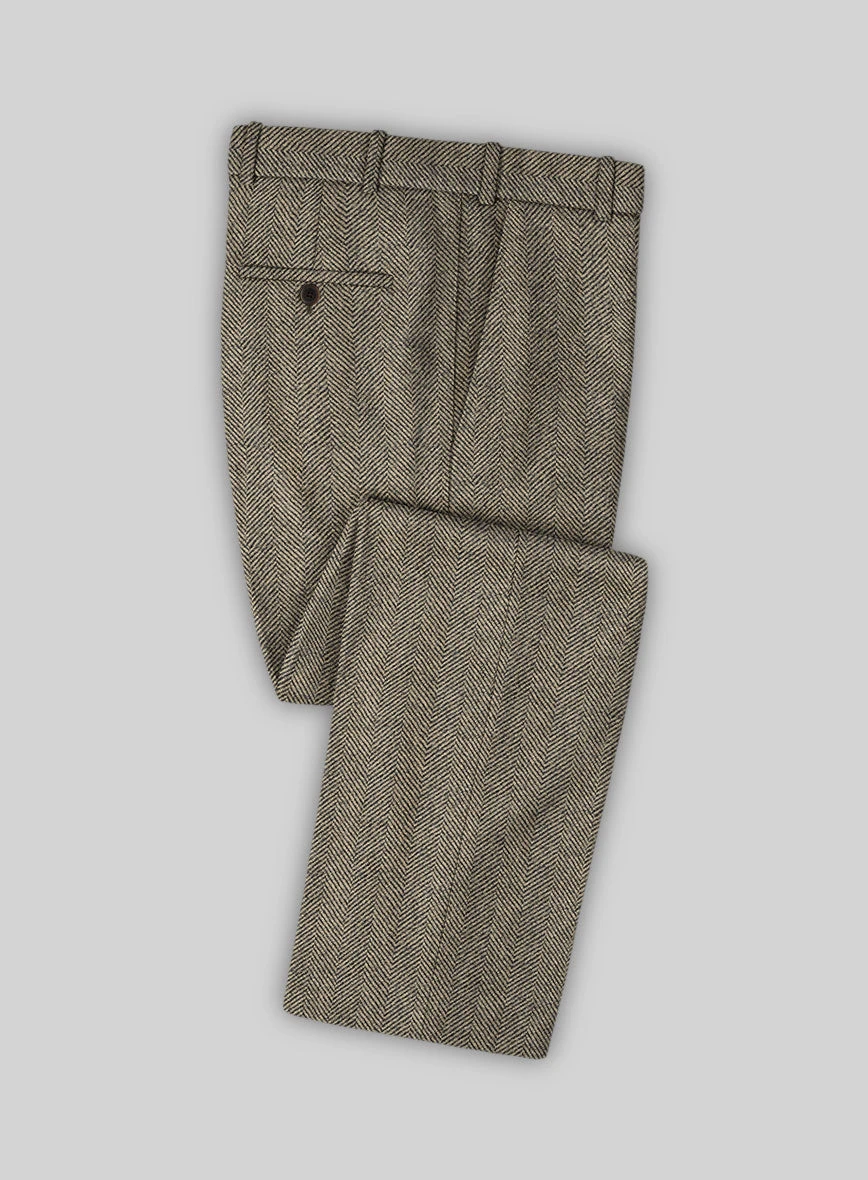 Italian Highlander Stone Beige Herringbone Tweed Suit - Image 7