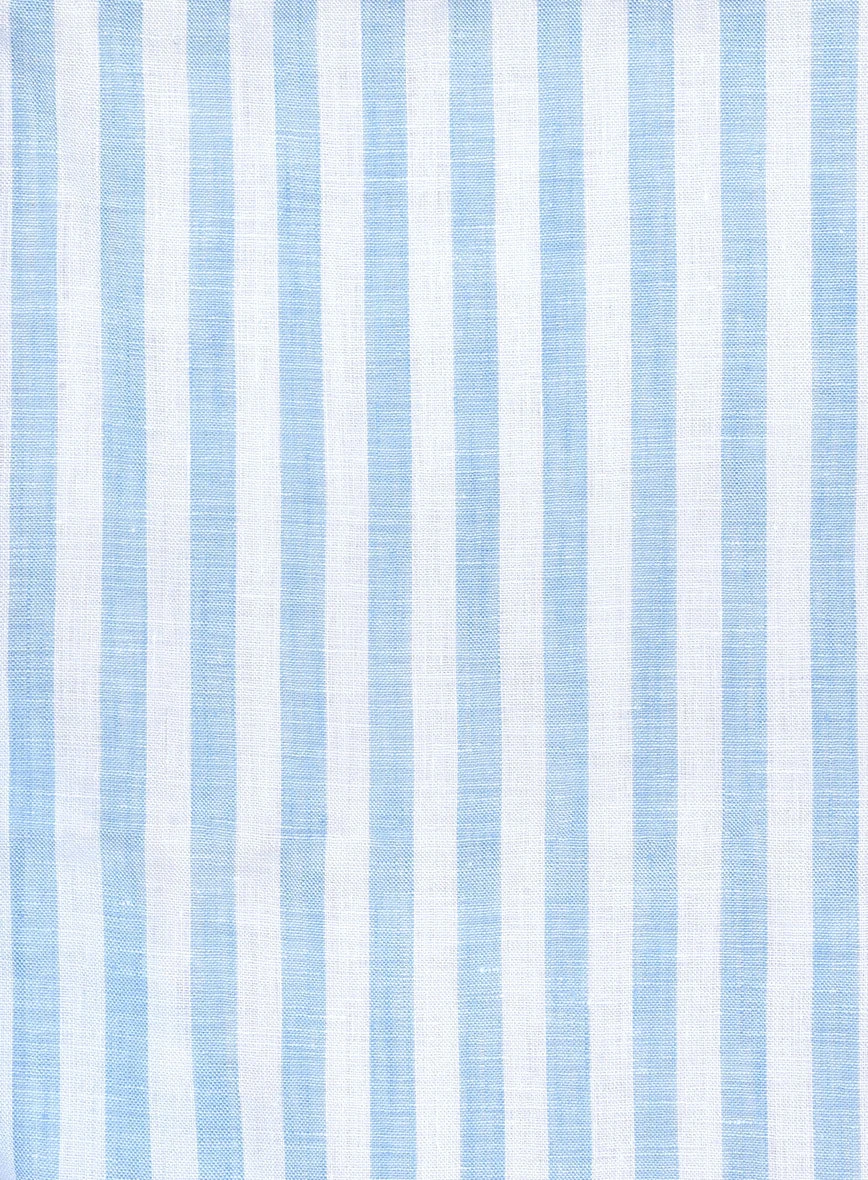 Italian Linen Mabel Blue Awning Stripe Shirt - Image 3