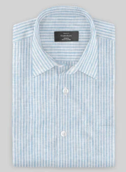 Italian Linen Mabel Blue Bengal Stripe Shirt