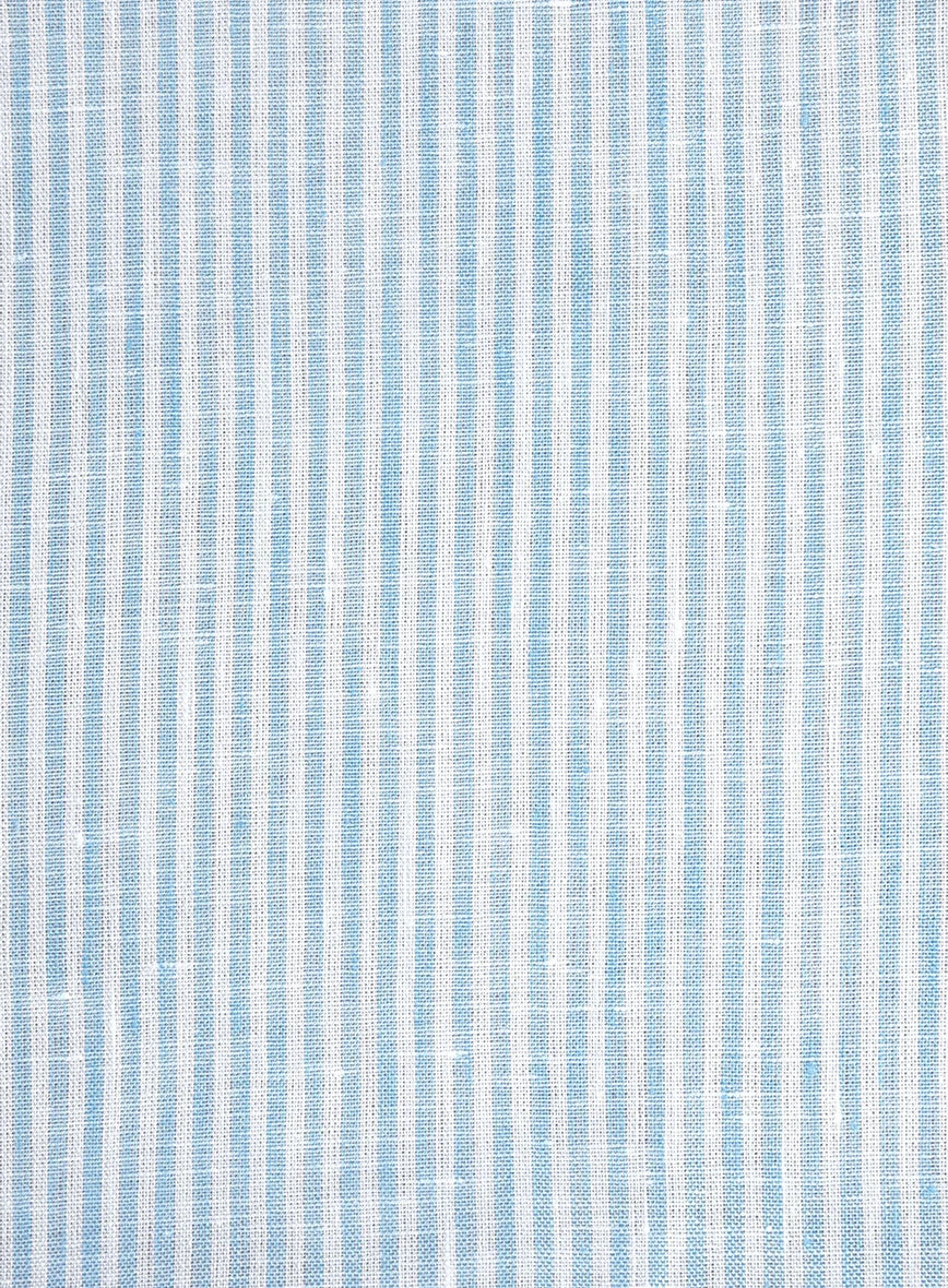 Italian Linen Mabel Blue Bengal Stripe Shirt - Image 3