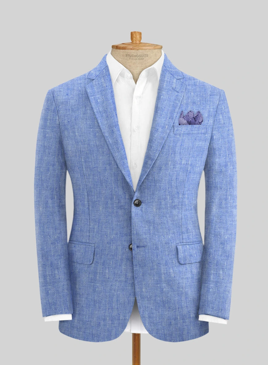 Italian Nile Blue Linen Suit - Image 3