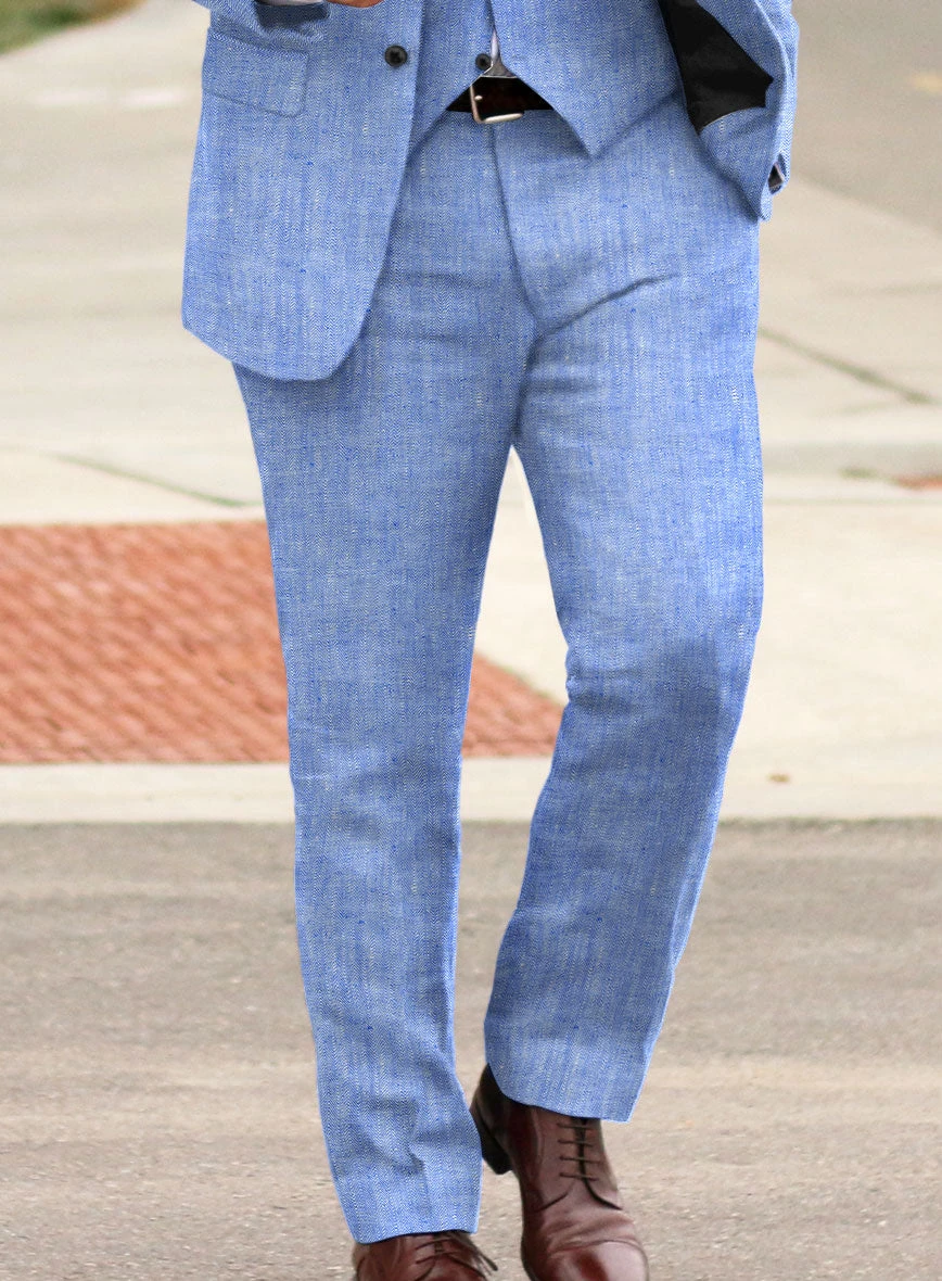 Italian Nile Blue Linen Suit - Image 5