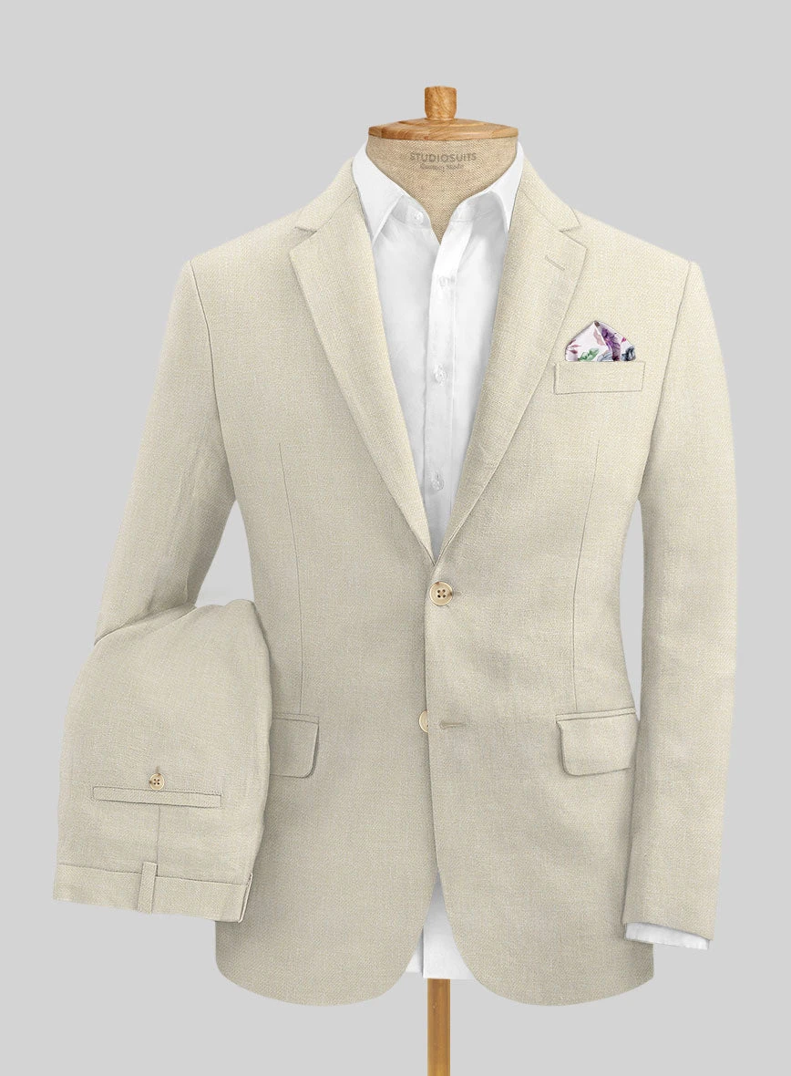 Italian Prato Beige Linen Suit