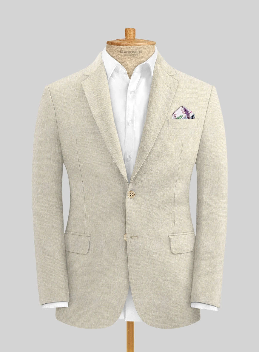 Italian Prato Beige Linen Suit - Image 3