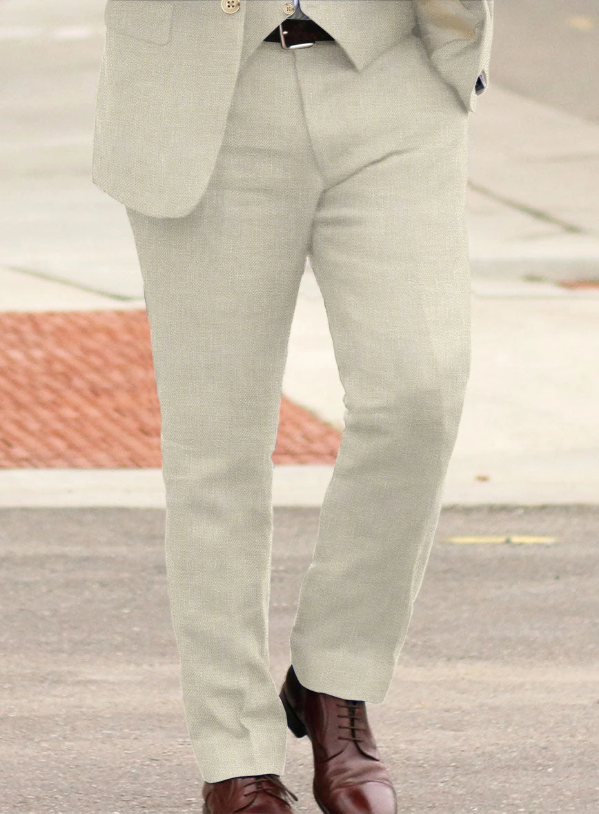 Italian Prato Beige Linen Suit - Image 4