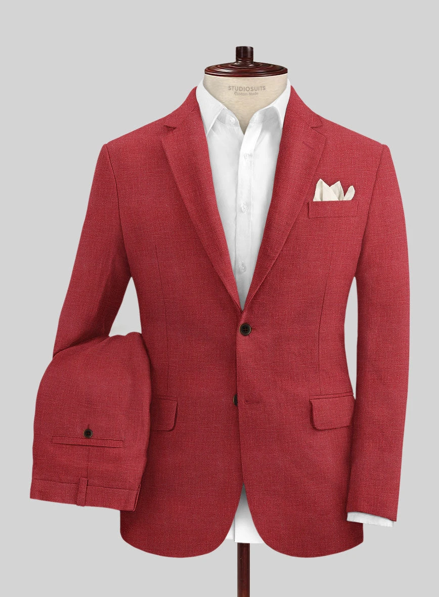Italian Prato Burgundy Linen Suit
