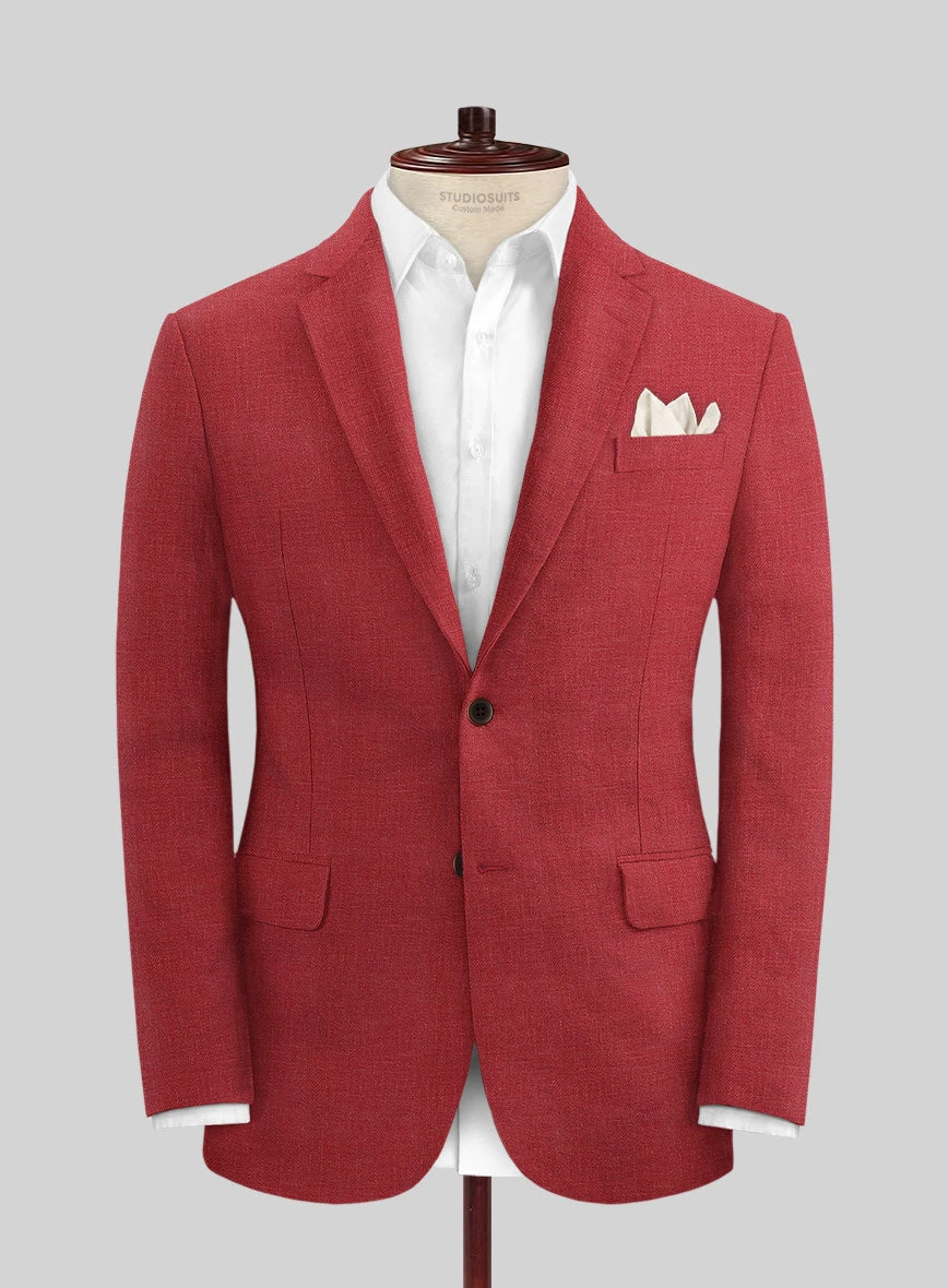 Italian Prato Burgundy Linen Suit - Image 3