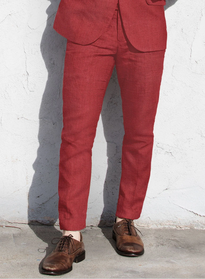 Italian Prato Burgundy Linen Suit - Image 4