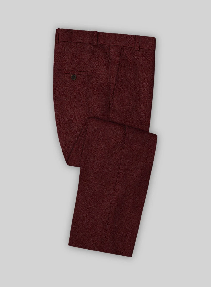 Italian Prato Maroon Linen Suit - Image 5