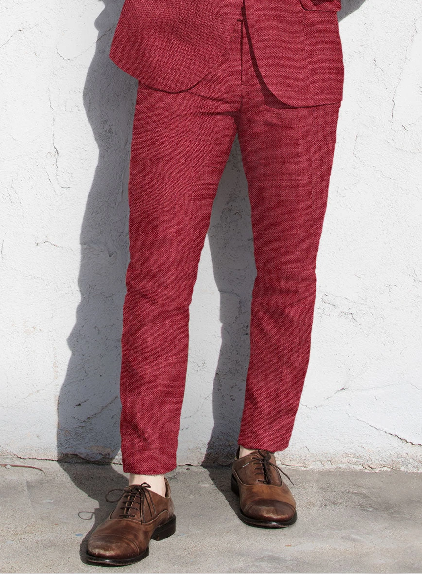 Italian Prato Red Dobby Linen Suit - Image 5