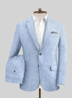 Italian Sky Blue Linen Suit