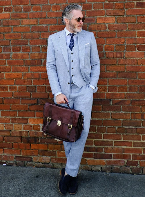 Italian Sky Blue Linen Suit - Image 4
