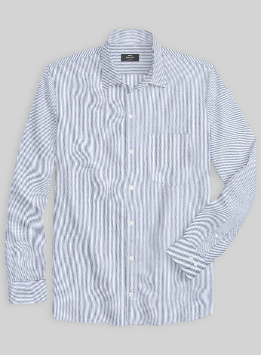 Italian Lombardo Hawkes Blue Pinstripe Shirt - Image 2