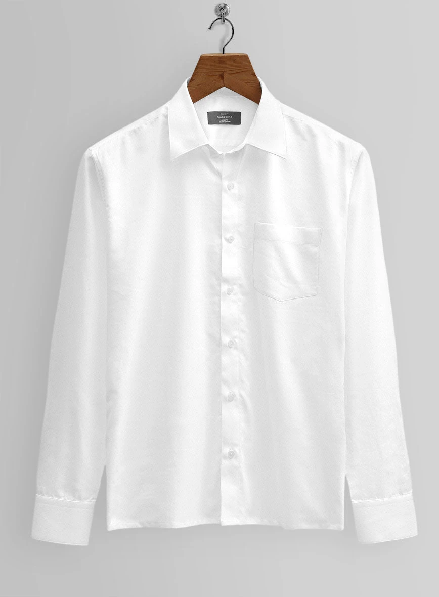 Italian Lombardo Herringbone White Shirt - Image 2