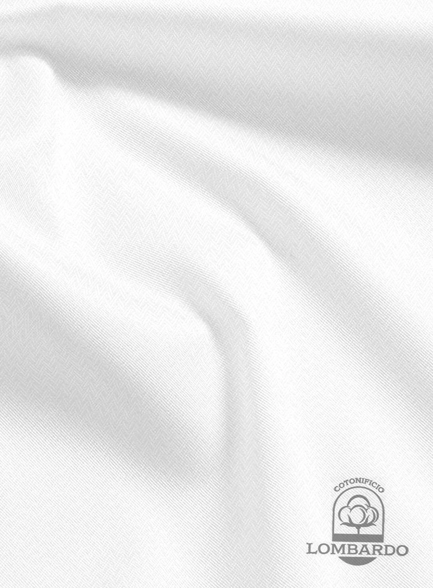 Italian Lombardo Herringbone White Shirt - Image 3