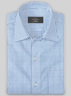 Italian Lombardo Gingham Blue Checks Shirt