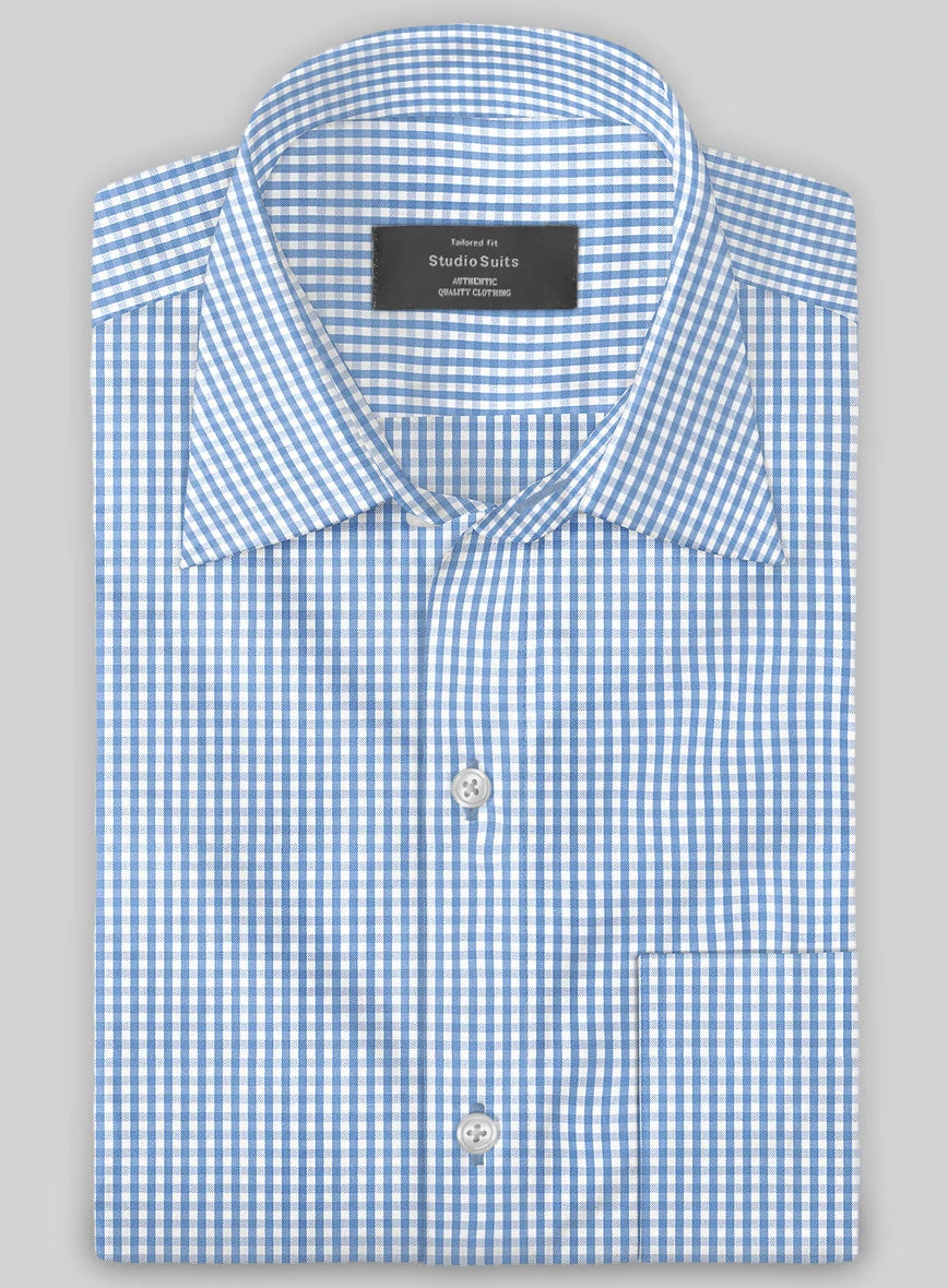 Italian Lombardo Gingham Blue Checks Shirt