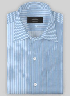 Italian Lombardo Ice Blue Stripes Shirt