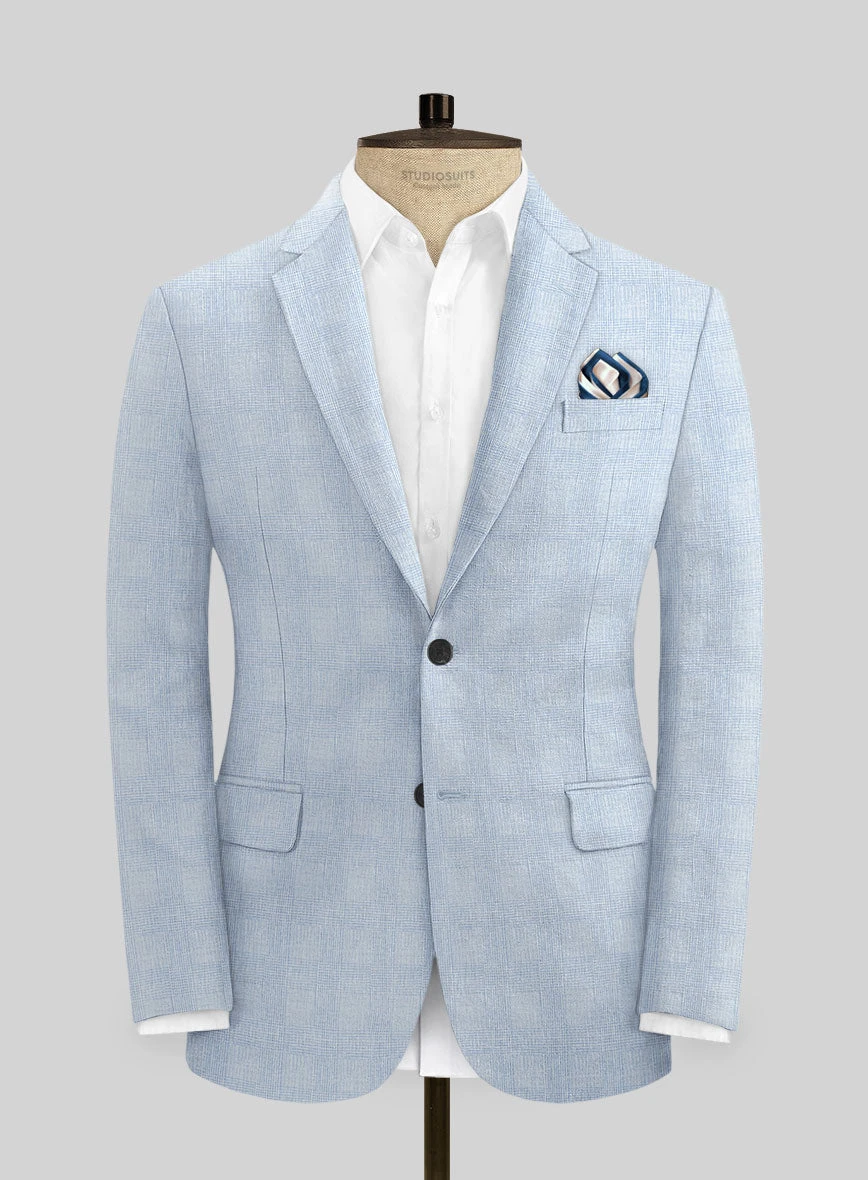 Italian Prato Blue Glen Linen Suit - Image 3