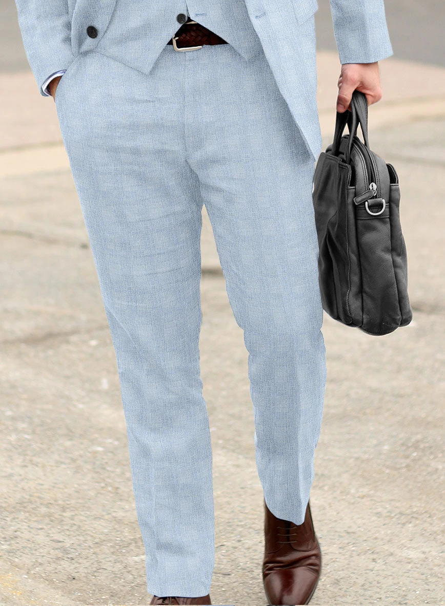 Italian Prato Blue Glen Linen Suit - Image 4