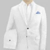 Italian Prato White Herringbone Linen Suit