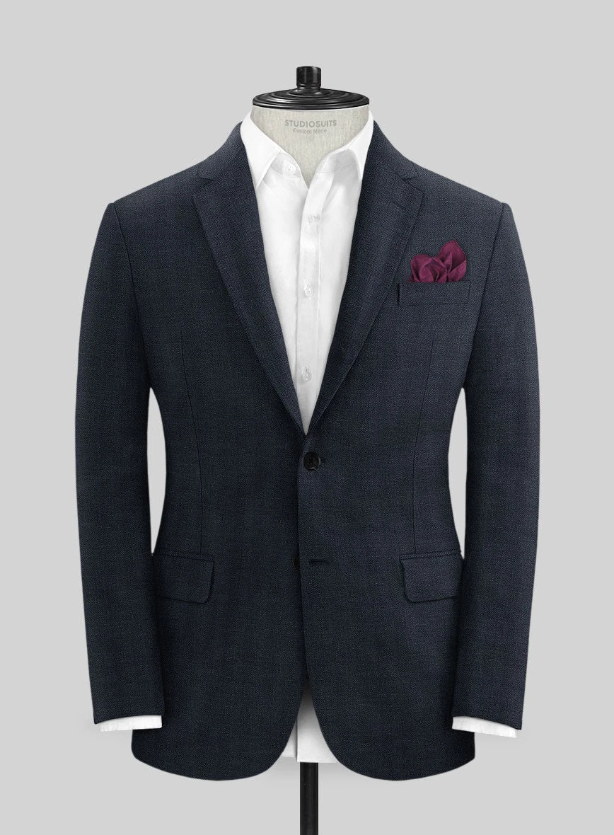 Italian Prato Diesel Blue Herringbone Linen Suit - Image 3