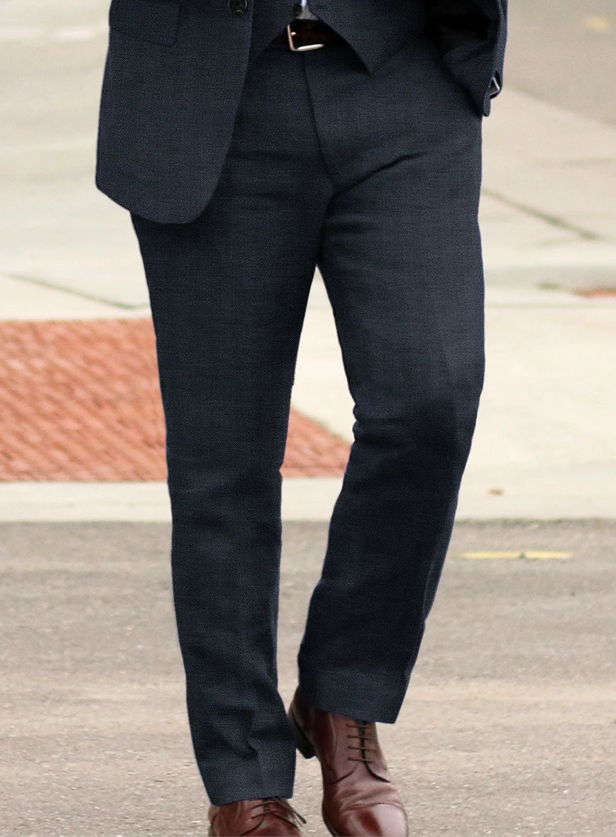 Italian Prato Diesel Blue Herringbone Linen Suit - Image 5