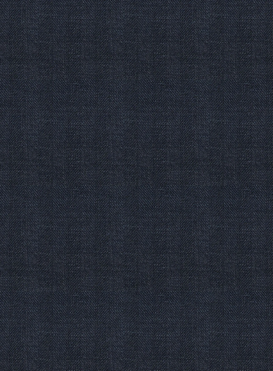 Italian Prato Diesel Blue Herringbone Linen Suit - Image 7