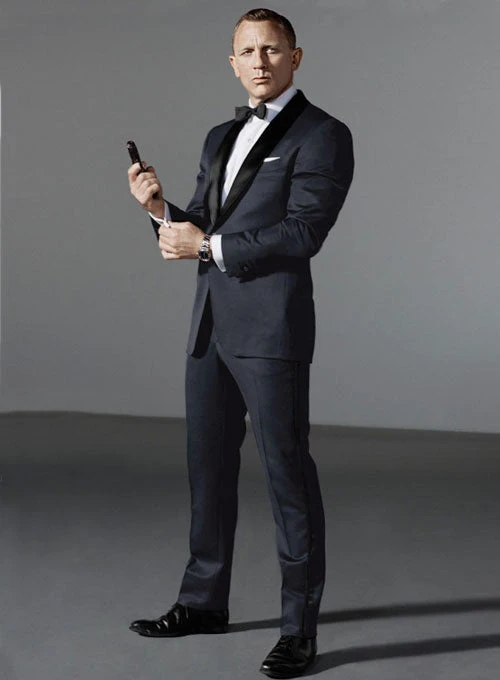 Special Agent Blue Wool Tuxedo Suit - Image 2