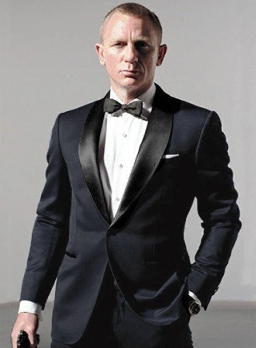 Special Agent Blue Wool Tuxedo Suit - Image 4