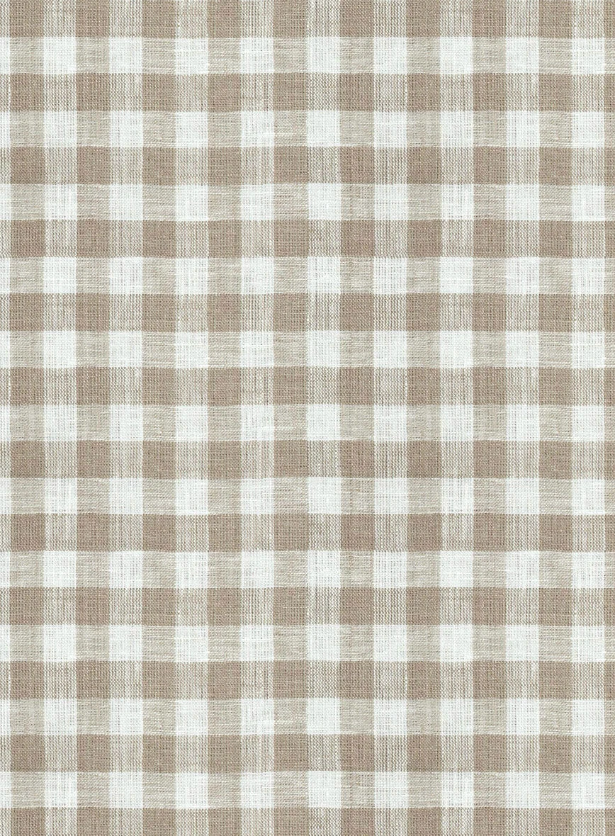 Light Brown Checks Linen Shirt - Image 3