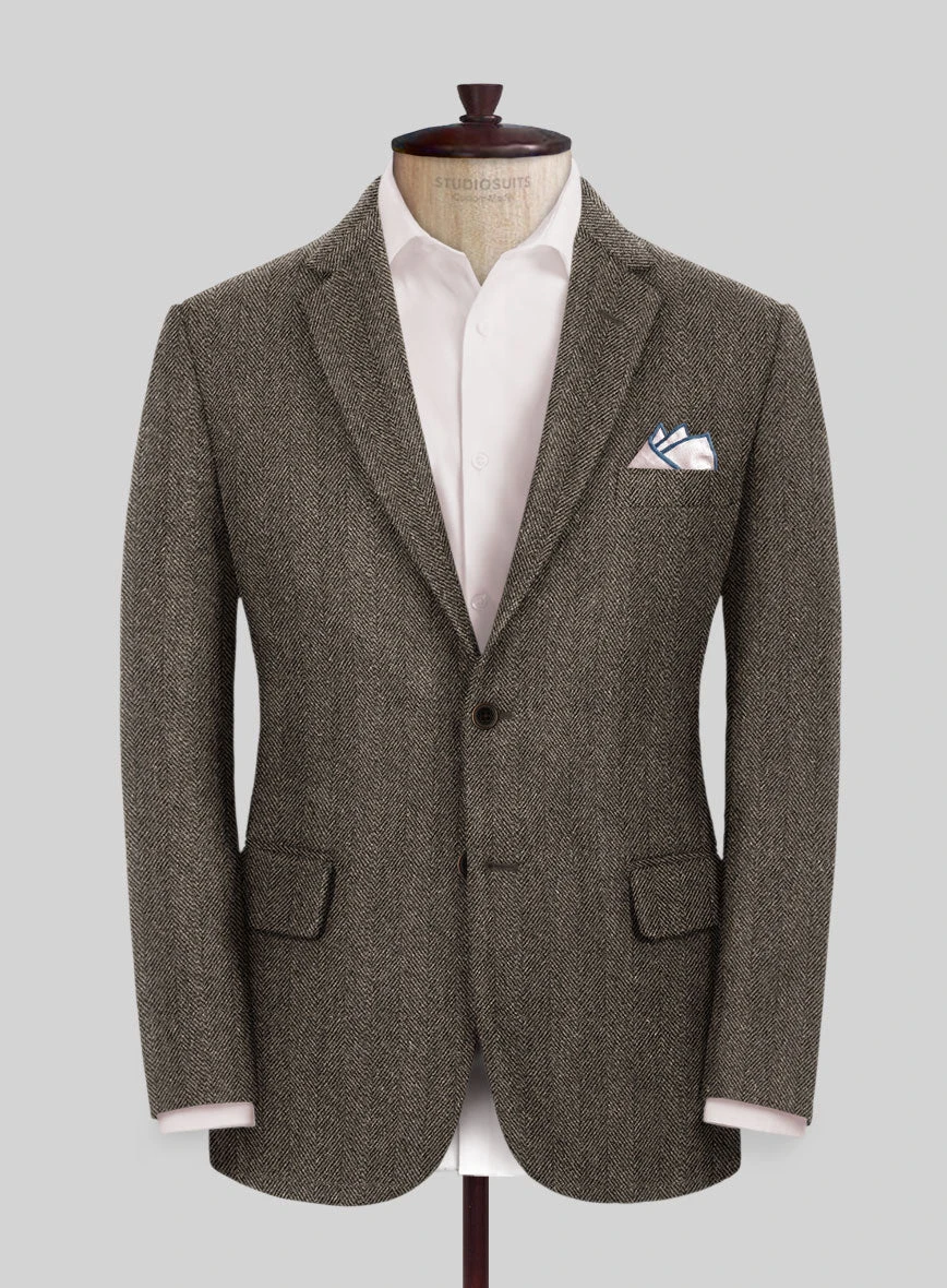Naples Wide Herringbone Brown Tweed Suit - Image 3