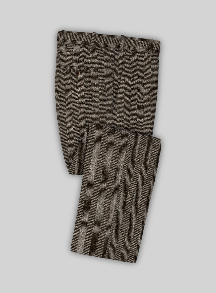 Naples Wide Herringbone Brown Tweed Suit - Image 4